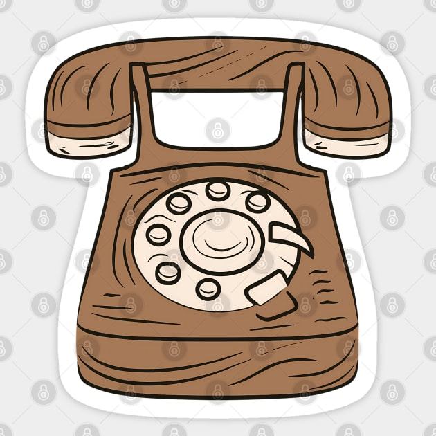 Line art of a Wooden telephone Sticker by design/you/love